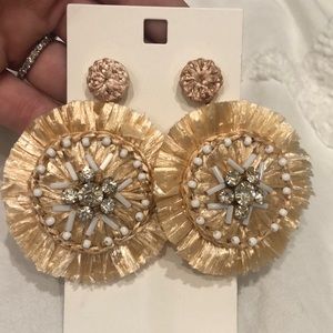 J crew oversized earrings with rhinestones